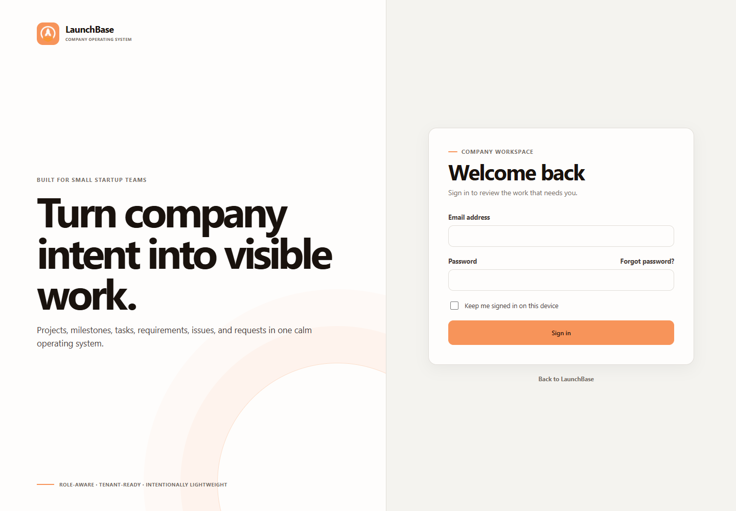 LaunchBase secure login page